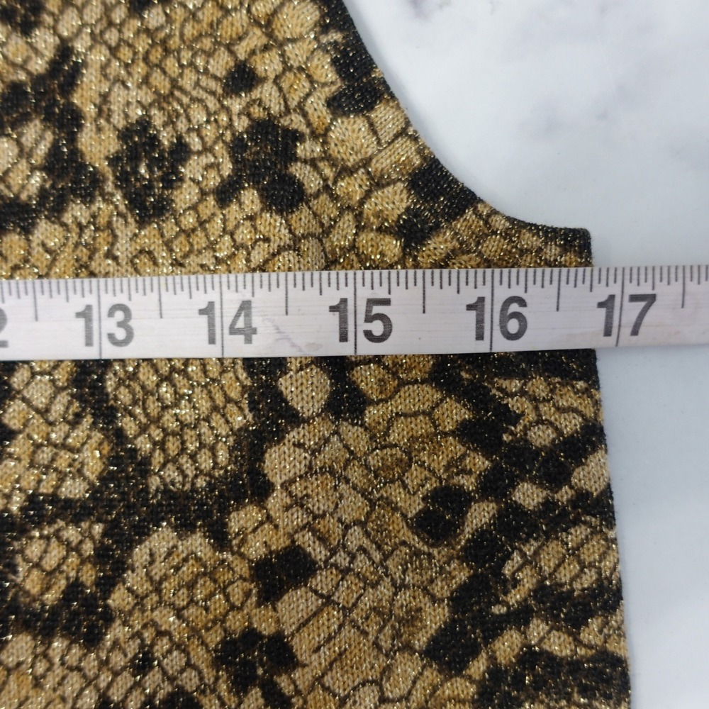 Gold Black Bronze Snake Metallic Mock Neck Sleeveless Knit Top Small Vintage Y2K - Picture 4 of 7